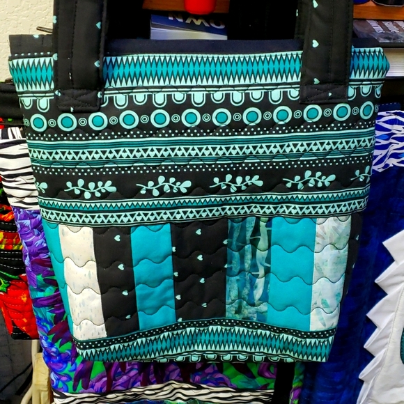 Handbags - Hand made & Quilted Purse...SW flair. Turquoise/black